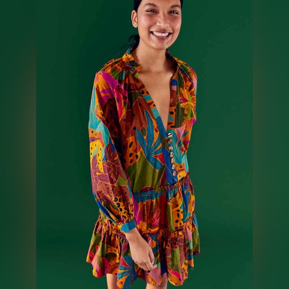 Farm Rio Leopards Jungle Mini Dress in Organic Cotton - Picture 6 of 9